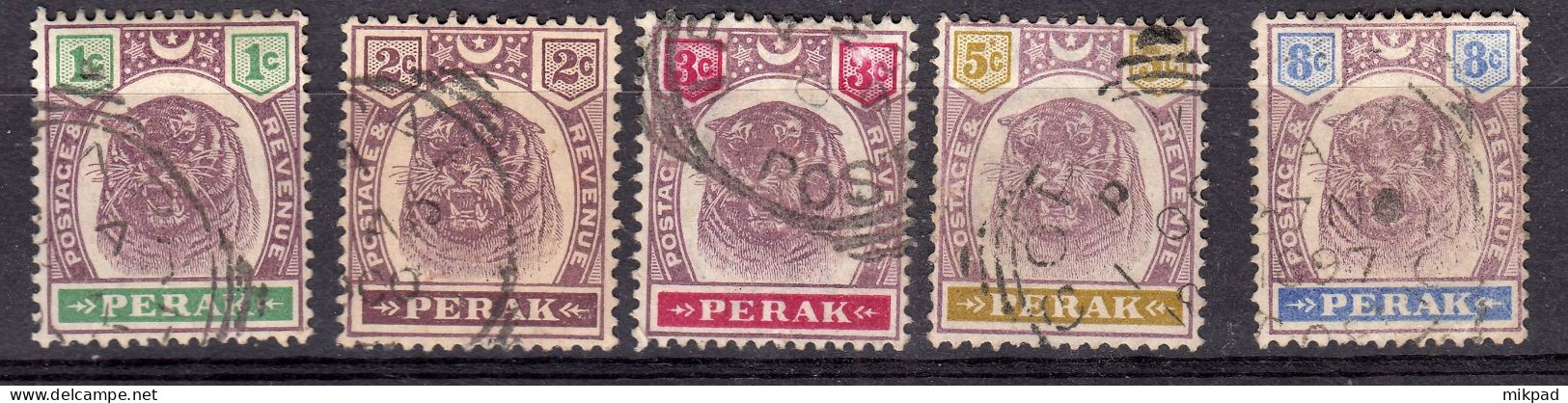 Perak 1895 SG66-68 & SG70-71 Used - Perak