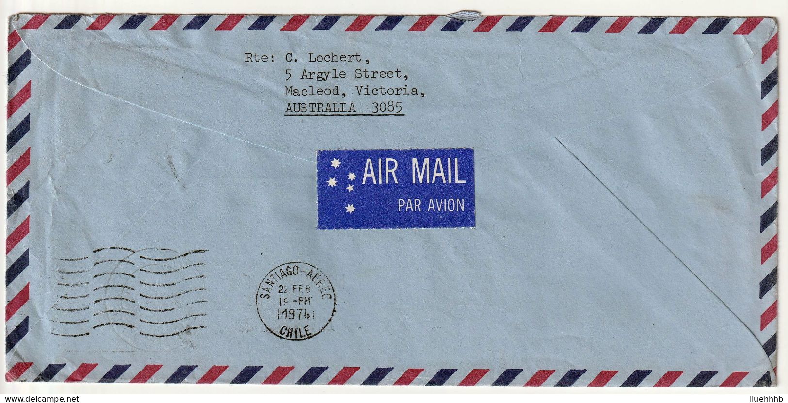 AUSTRALIA: 1974 Airmail Cover To CHILE, 5c Pioneer And 30c Possum - Lettres & Documents