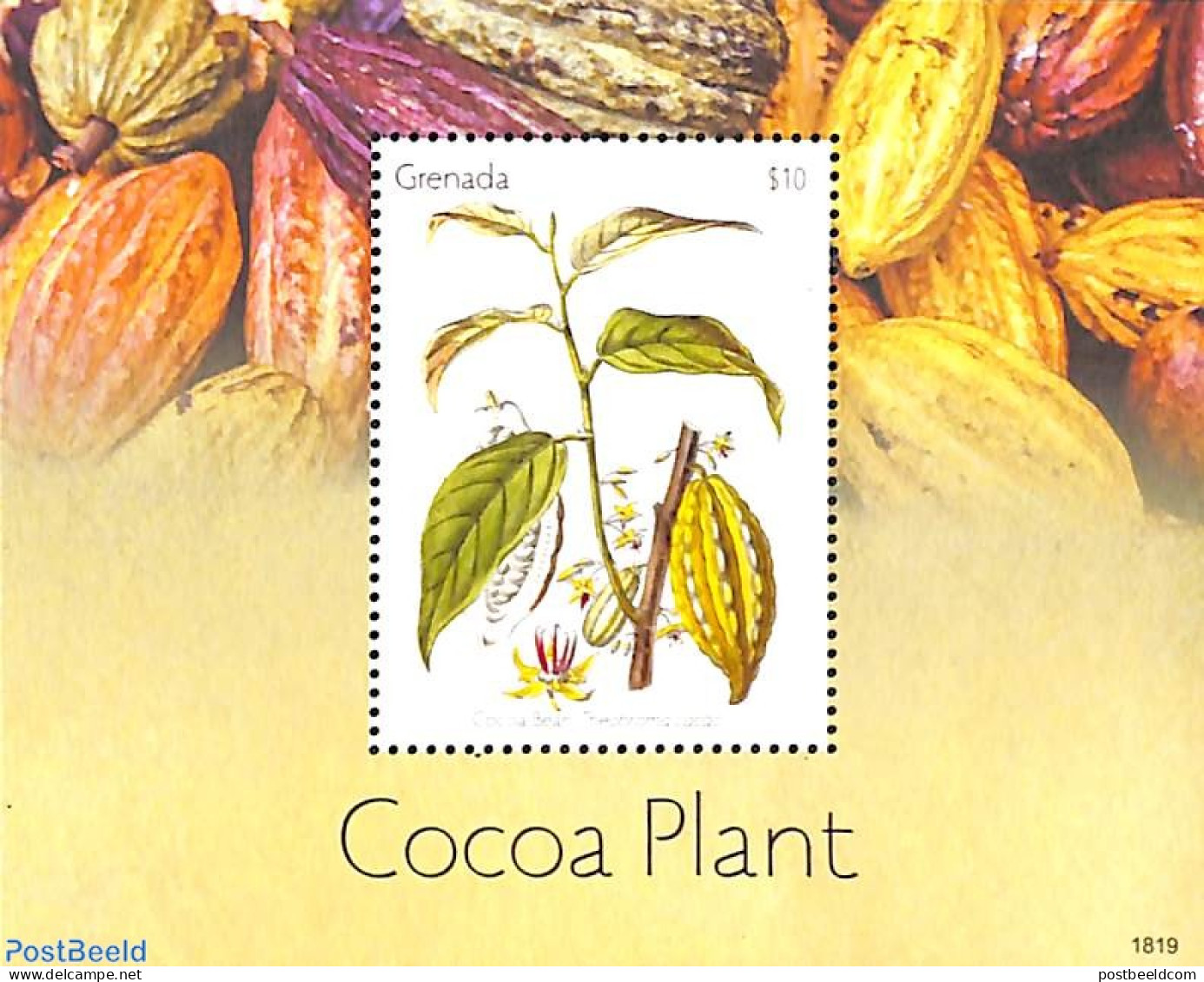 Grenada 2018 Cocoa Plant S/s, Mint NH, Maps - Geografía