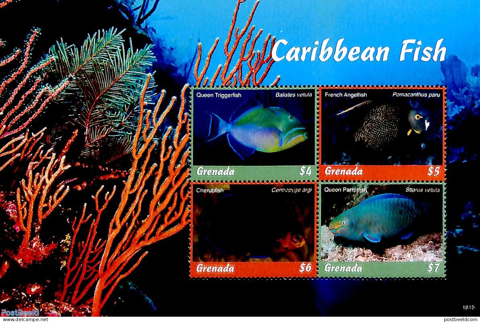 Grenada 2018 Caribbean Fish 4v M/s, Mint NH, Nature - Fish - Poissons