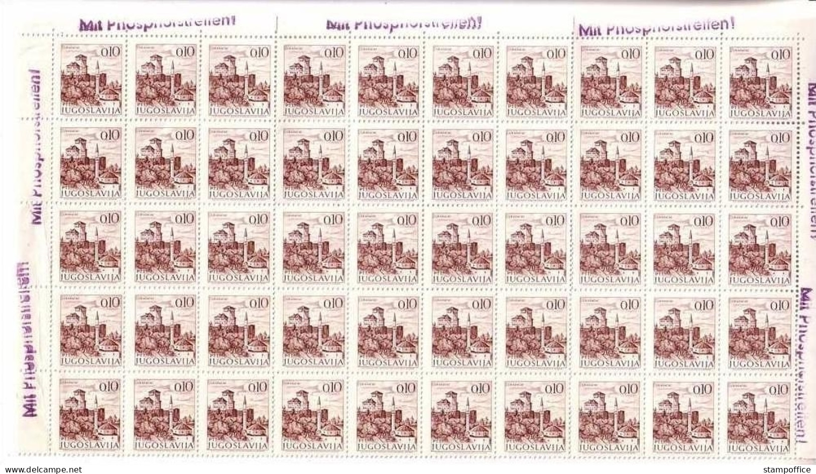 JUGOSLAWIEN MI-NR. 1465 I A Y A POSTFRISCH BOGENTEIL(50) SEHENSWÜRDIGKEITEN 1972 - Unused Stamps