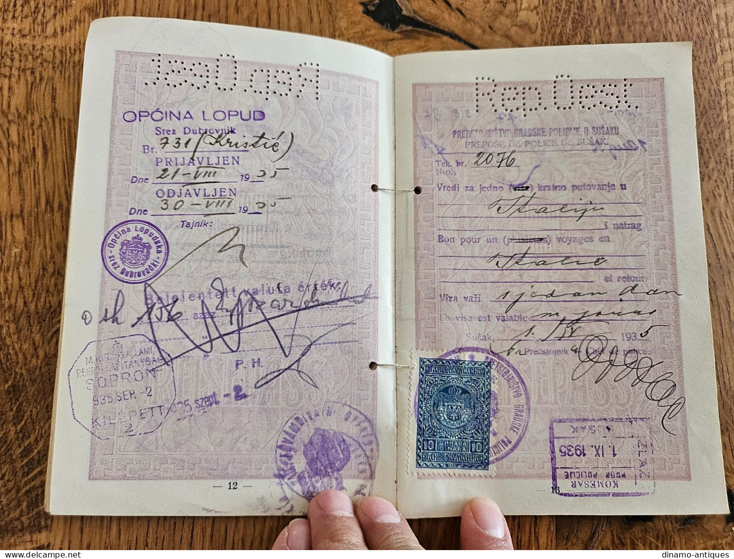 1928 Austria passport passeport reisepass issued in Wien with travel to Olympiade Berlin & Yugoslavia Hungary Czech...