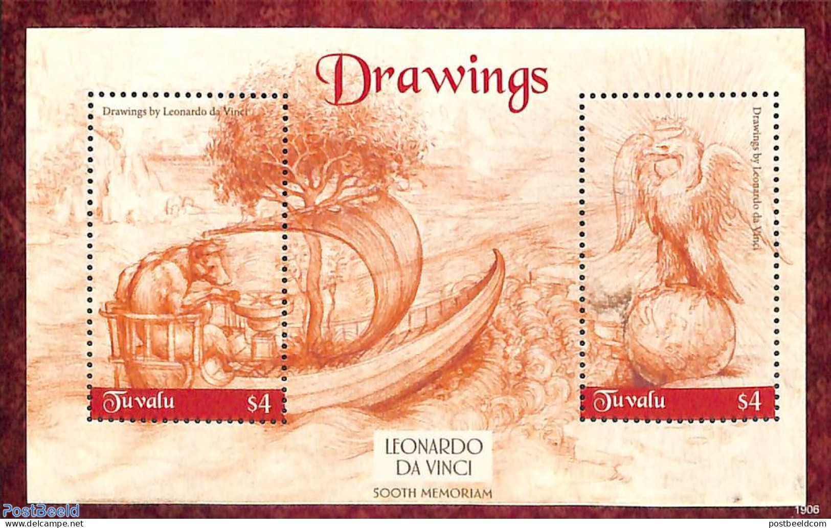 Tuvalu 2019 Leonardo Da Vinci 2v M/s, Mint NH, Nature - Transport - Birds - Ships And Boats - Art - Leonardo Da Vinci .. - Barcos