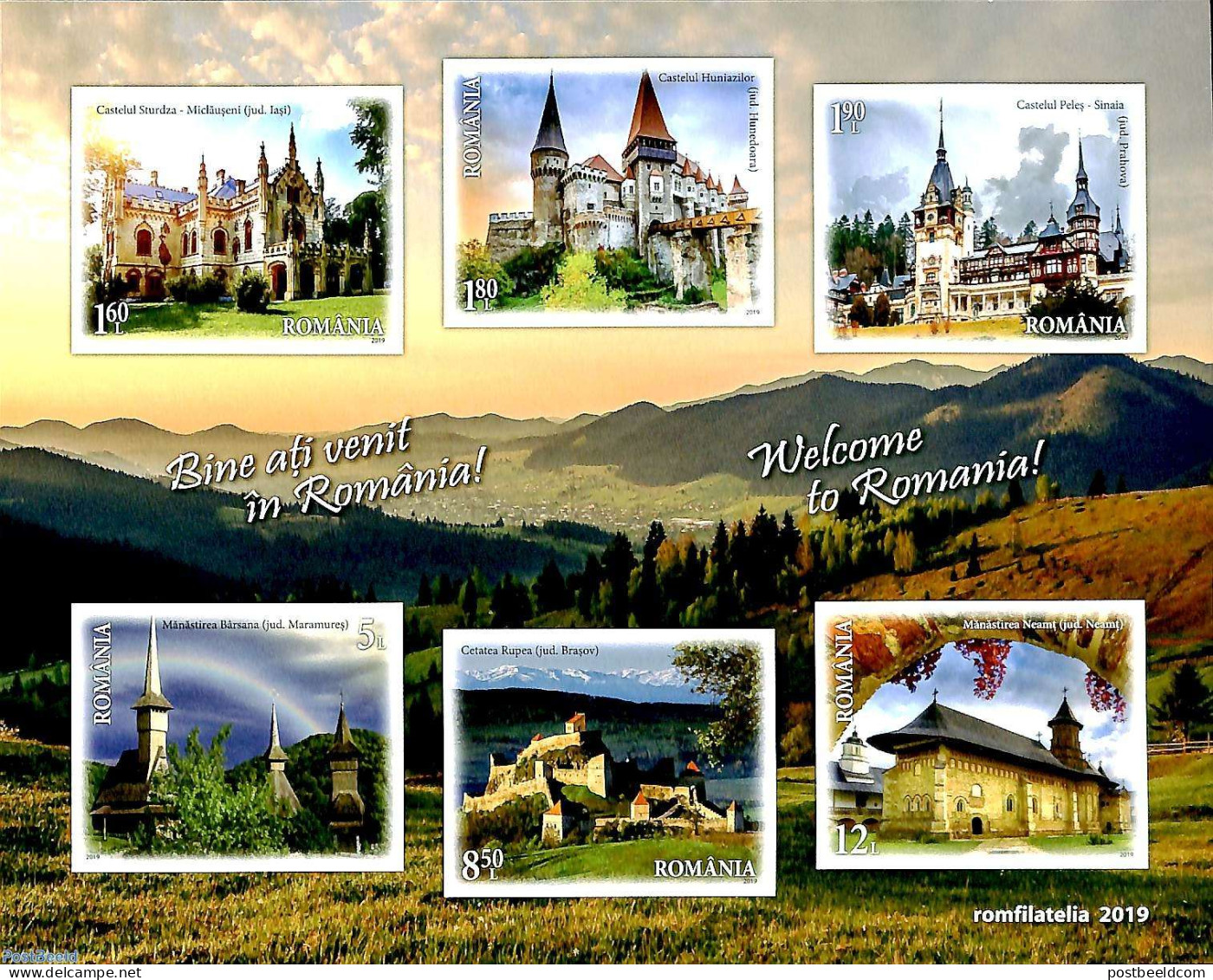 Romania 2019 Welcome To Romania 6v M/s, Imperforated, Mint NH, Various - Tourism - Art - Castles & Fortifications - Ungebraucht