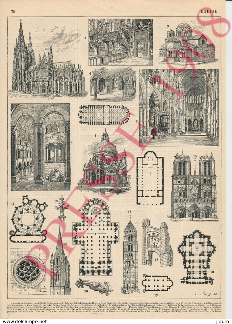 Doc 1908 Architecture Cathédrale De Cologne Chalon Notre-Dame Paris Laon Clocher Coutances Chartres - Autres & Non Classés