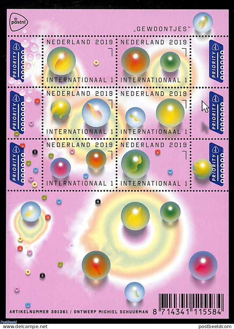 Netherlands 2019 Marble Games 6v M/s, Mint NH, Various - Toys & Children's Games - Nuevos