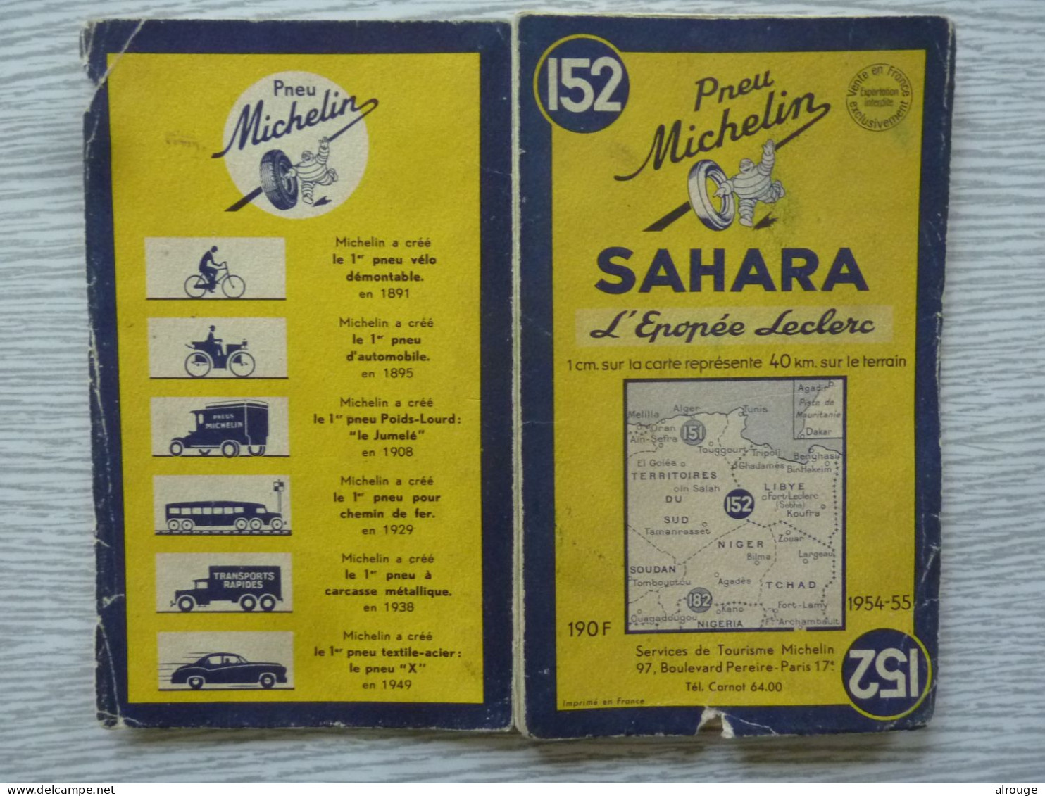 Carte Michelin N° 152 Sahara 1954-1955 - Cartes Routières