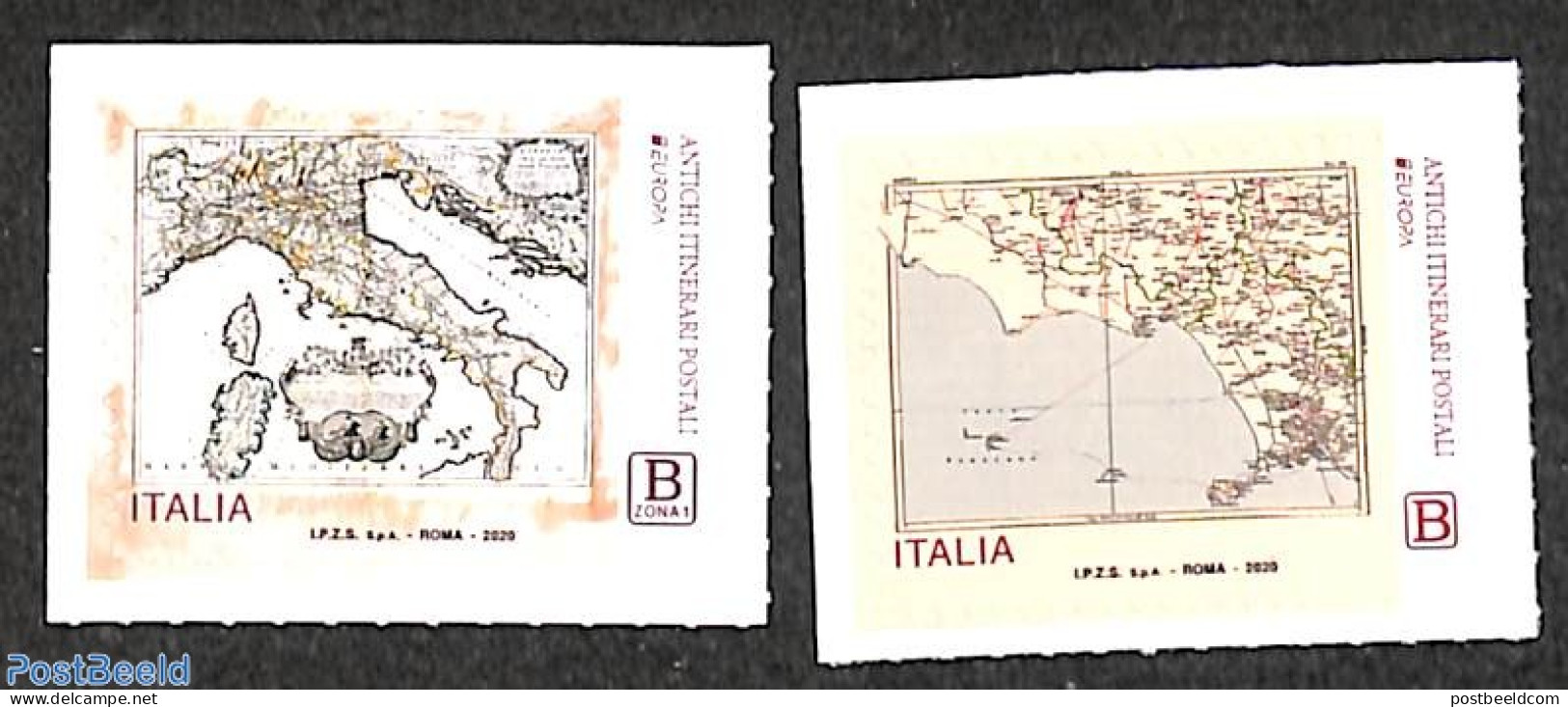 Italy 2020 Europa, Old Postal Roads 2v S-a, Mint NH, History - Various - Europa (cept) - Maps - Otros & Sin Clasificación