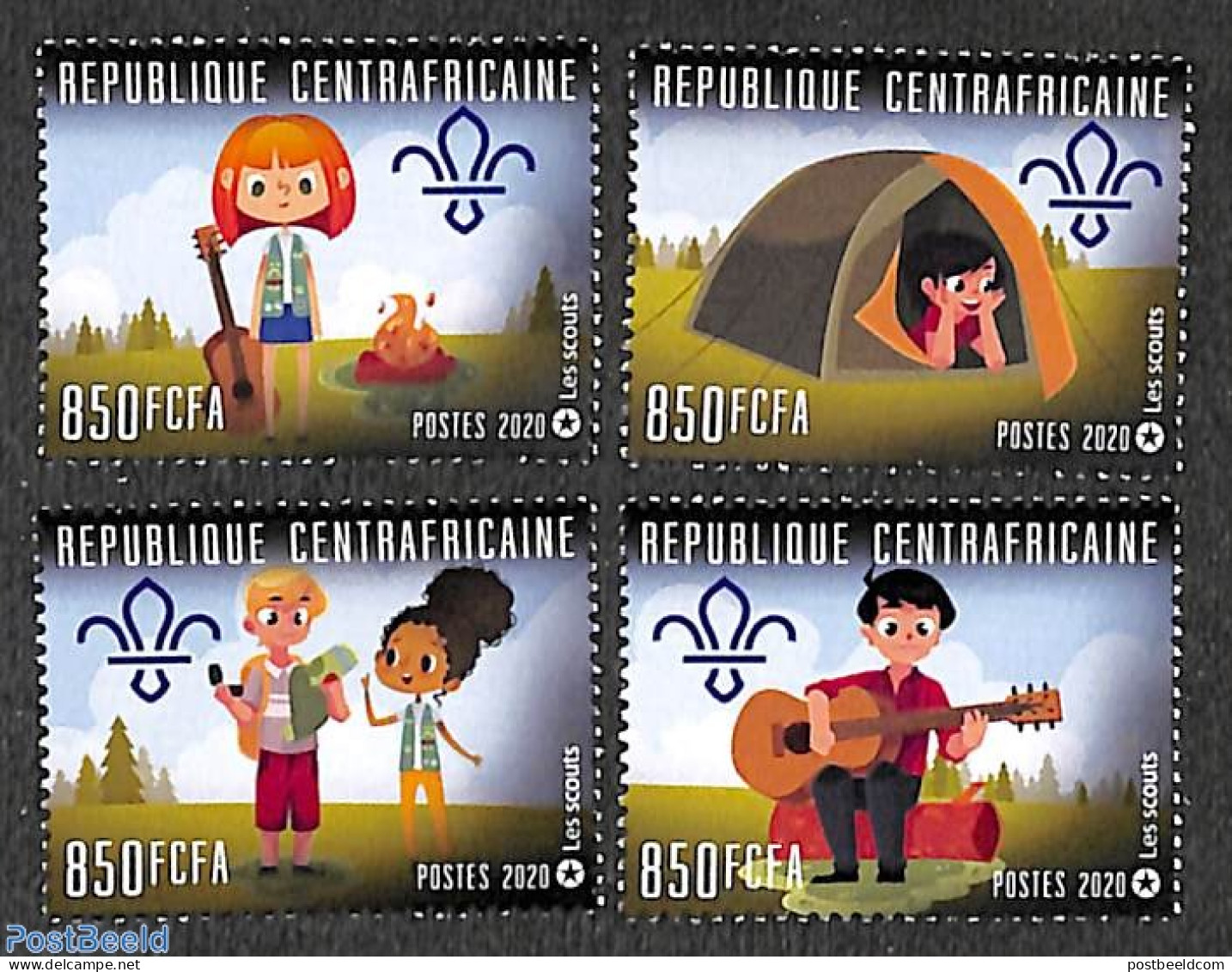 Central Africa 2020 Scouting 4v, Mint NH, Sport - Scouting - Centrafricaine (République)