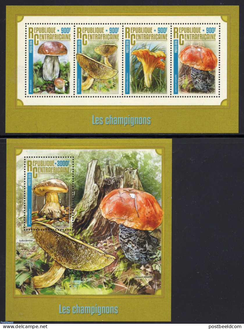Central Africa 2016 Mushrooms 2 S/s, Mint NH, Nature - Mushrooms - Mushrooms