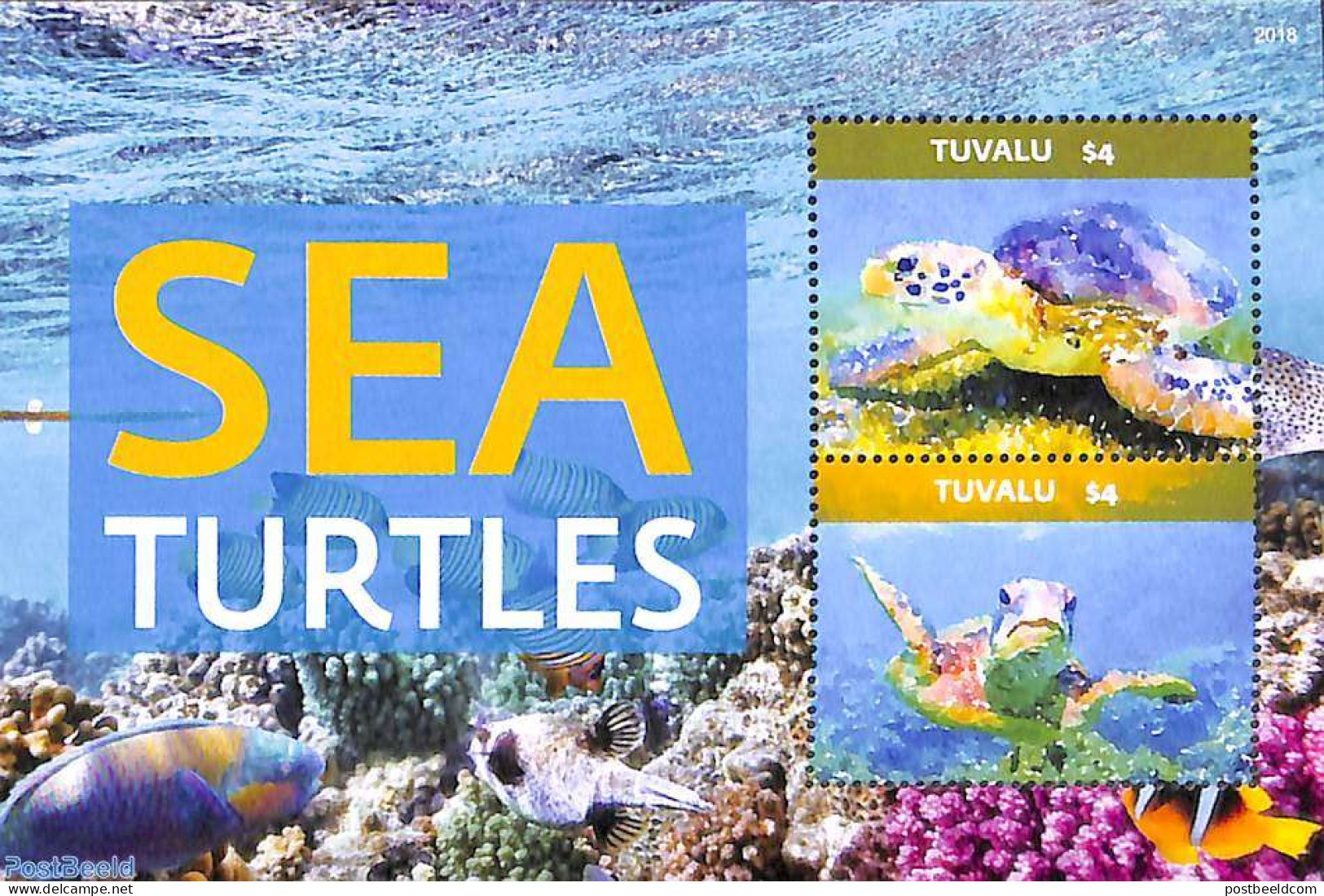 Tuvalu 2020 Sea Turtles S/s, Mint NH, Nature - Turtles - Otros & Sin Clasificación
