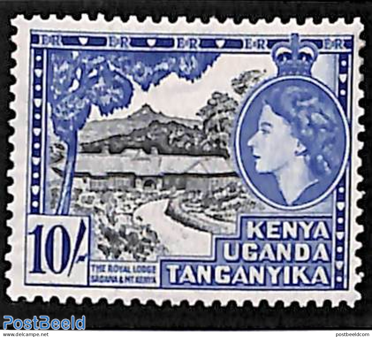 East Africa 1954 10sh, Stamp Out Of Set, Mint NH - Otros & Sin Clasificación