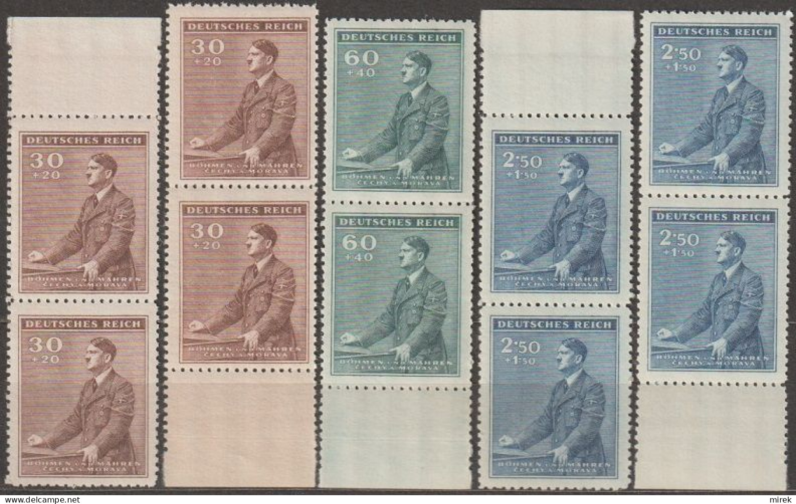 06/ Pof. 74-75,77, Border Pairs - Unused Stamps