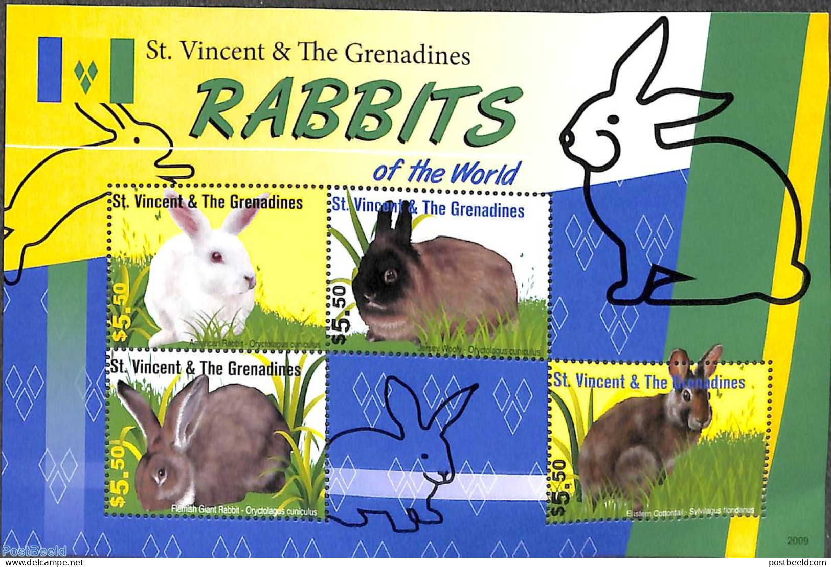 Saint Vincent 2020 Rabbits 4v M/s, Mint NH, Nature - Rabbits / Hares - St.Vincent (1979-...)