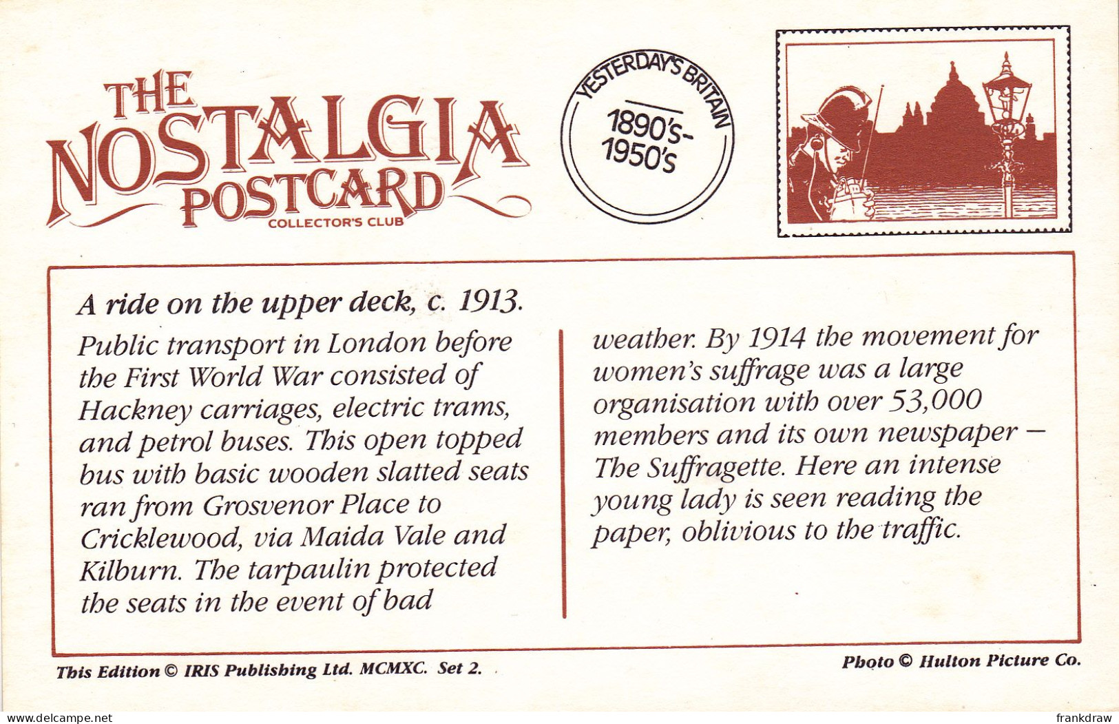 Nostalgia Postcard - A Ride On The Upper Deck, C1913 - VG - Non Classificati