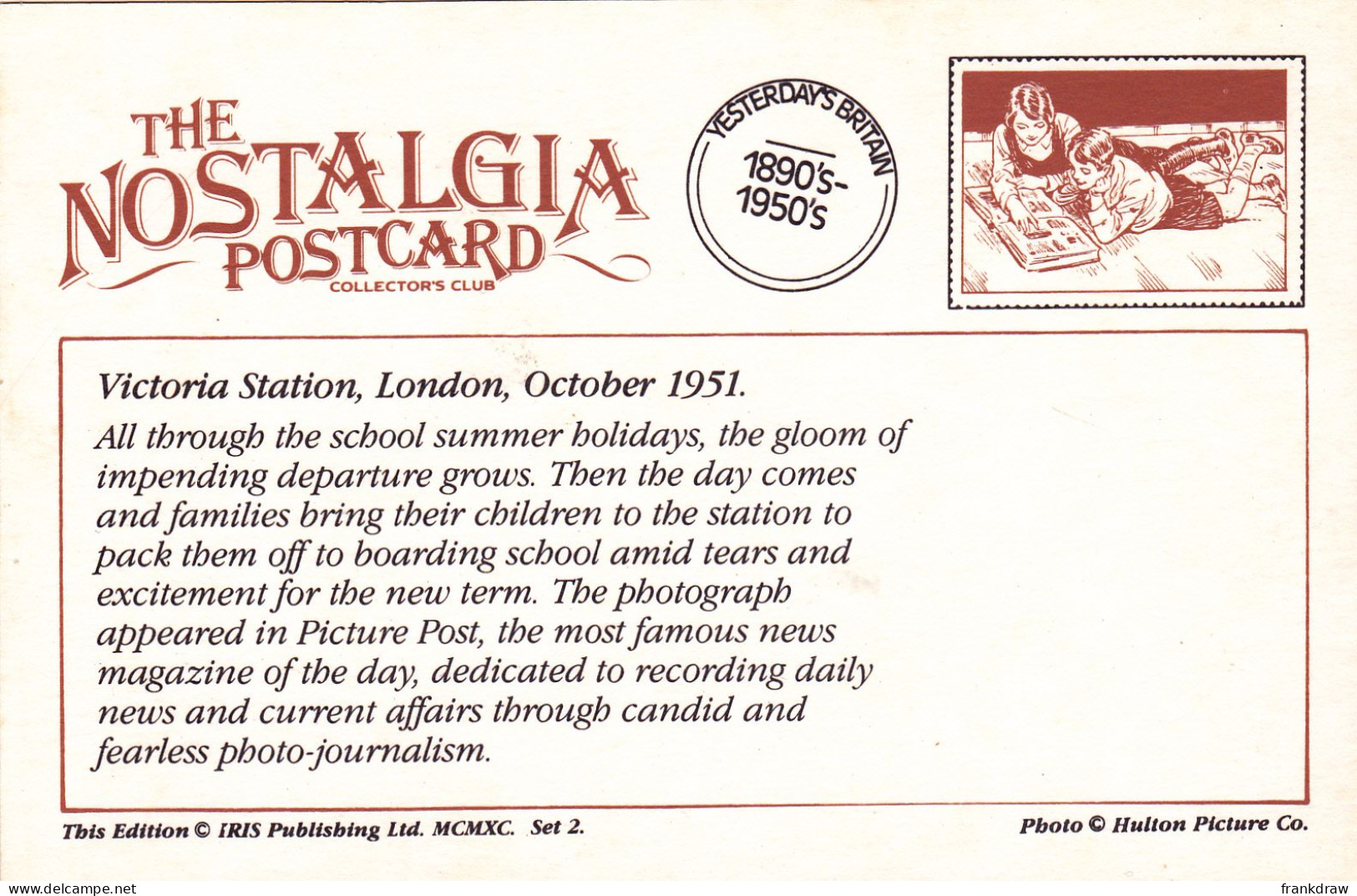Nostalgia Postcard - Victoria Station, London, October 1951 - VG - Unclassified