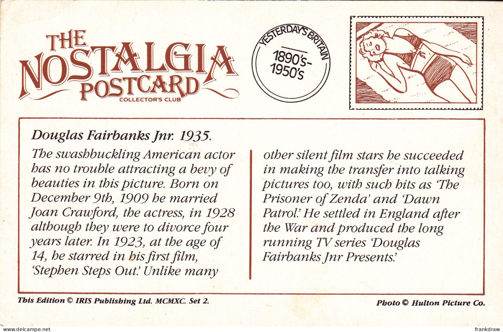 Nostalgia Postcard - Douglas Fairbanks Jnr. 1935 - VG - Unclassified