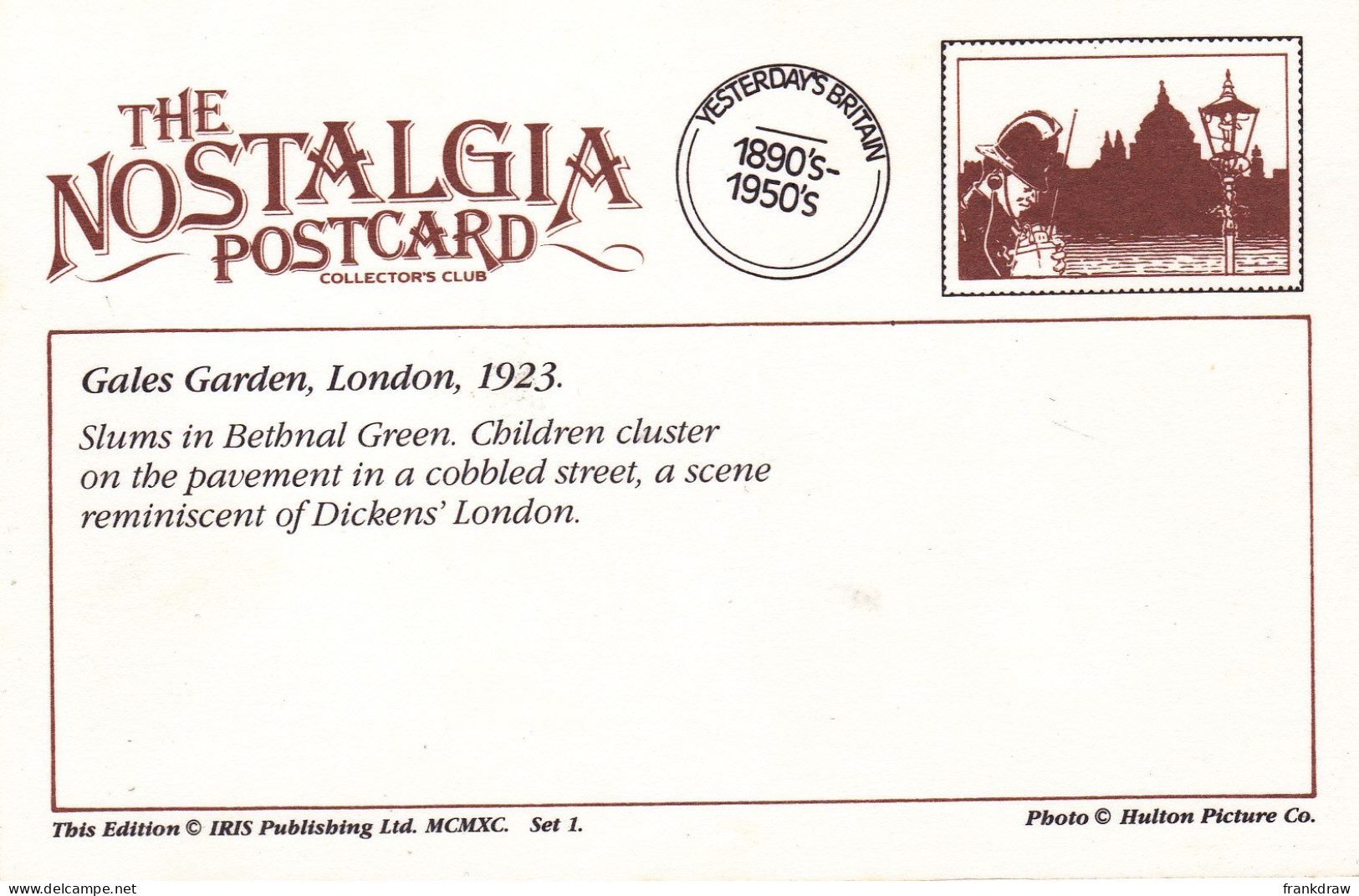 Nostalgia Postcard - Gales Garden, London, 1923 - VG - Unclassified