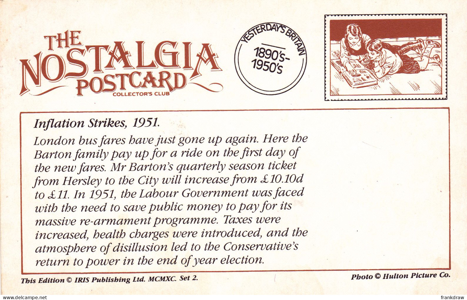 Nostalgia Postcard - Inflation Strikes, 1951, London Bus Fares Have Gone Up Again - VG - Zonder Classificatie
