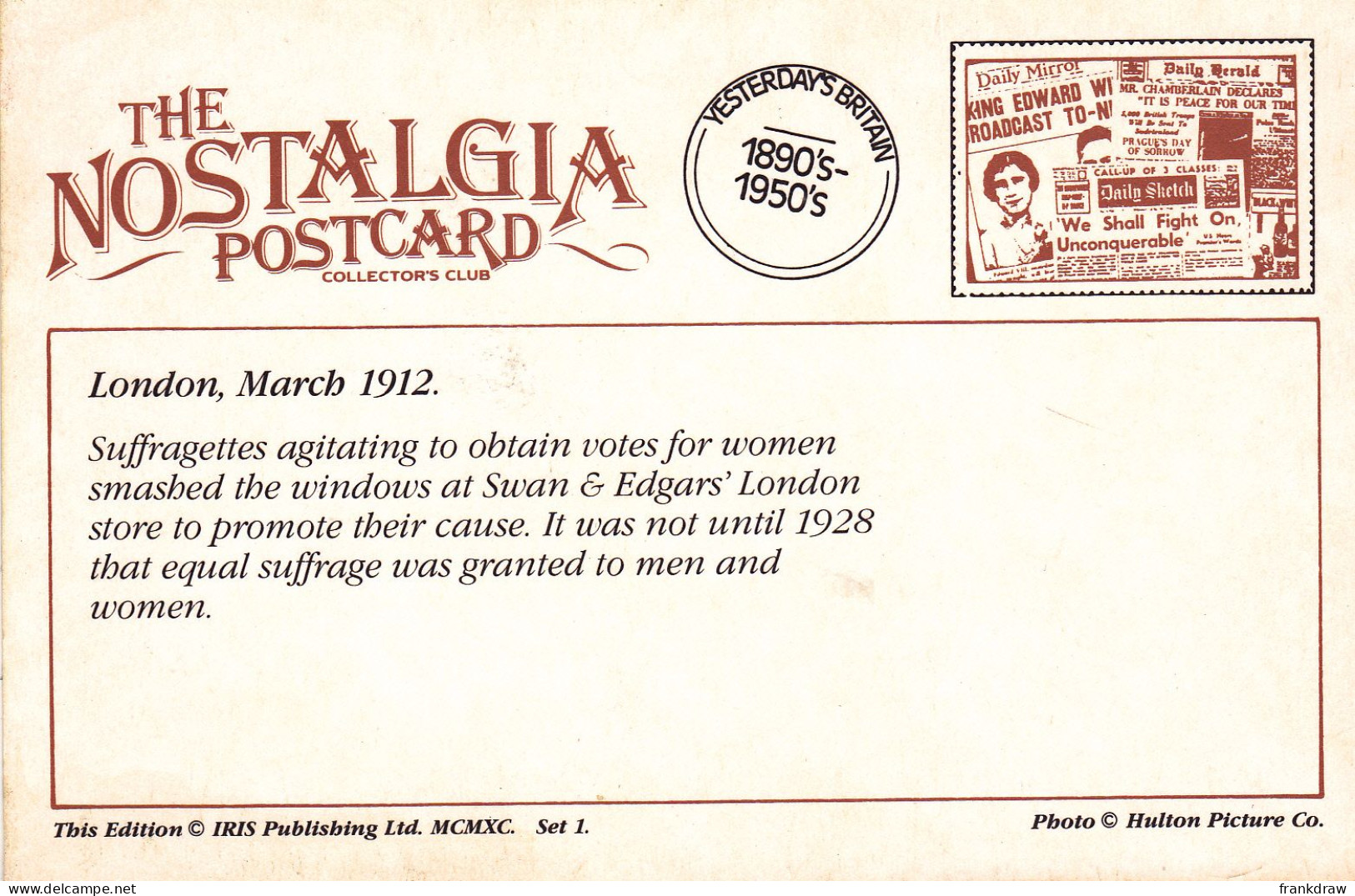 Nostalgia Postcard - London, March 1912  - VG - Unclassified