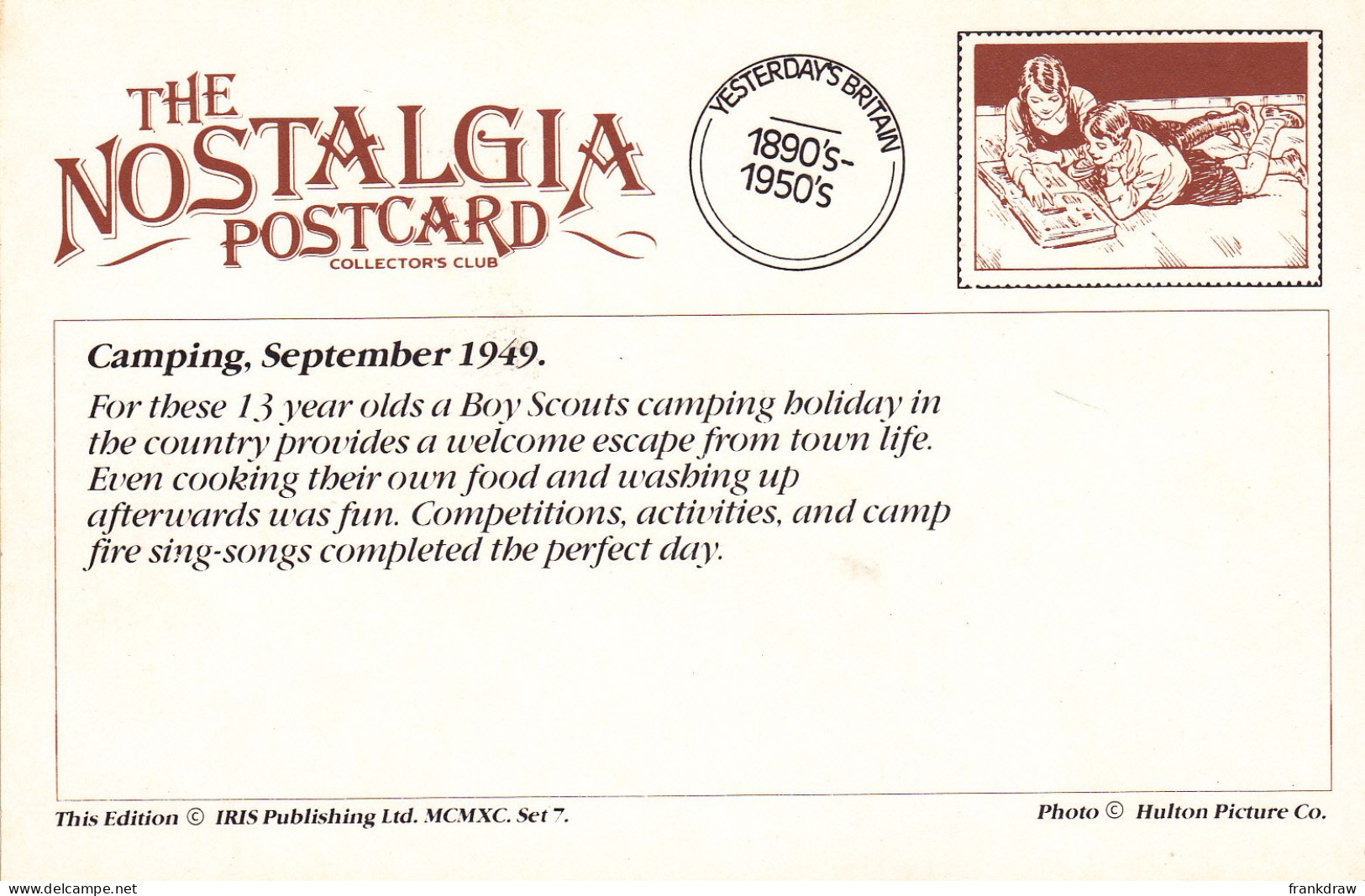 Nostalgia Postcard - Camping, September 1949  - VG - Unclassified