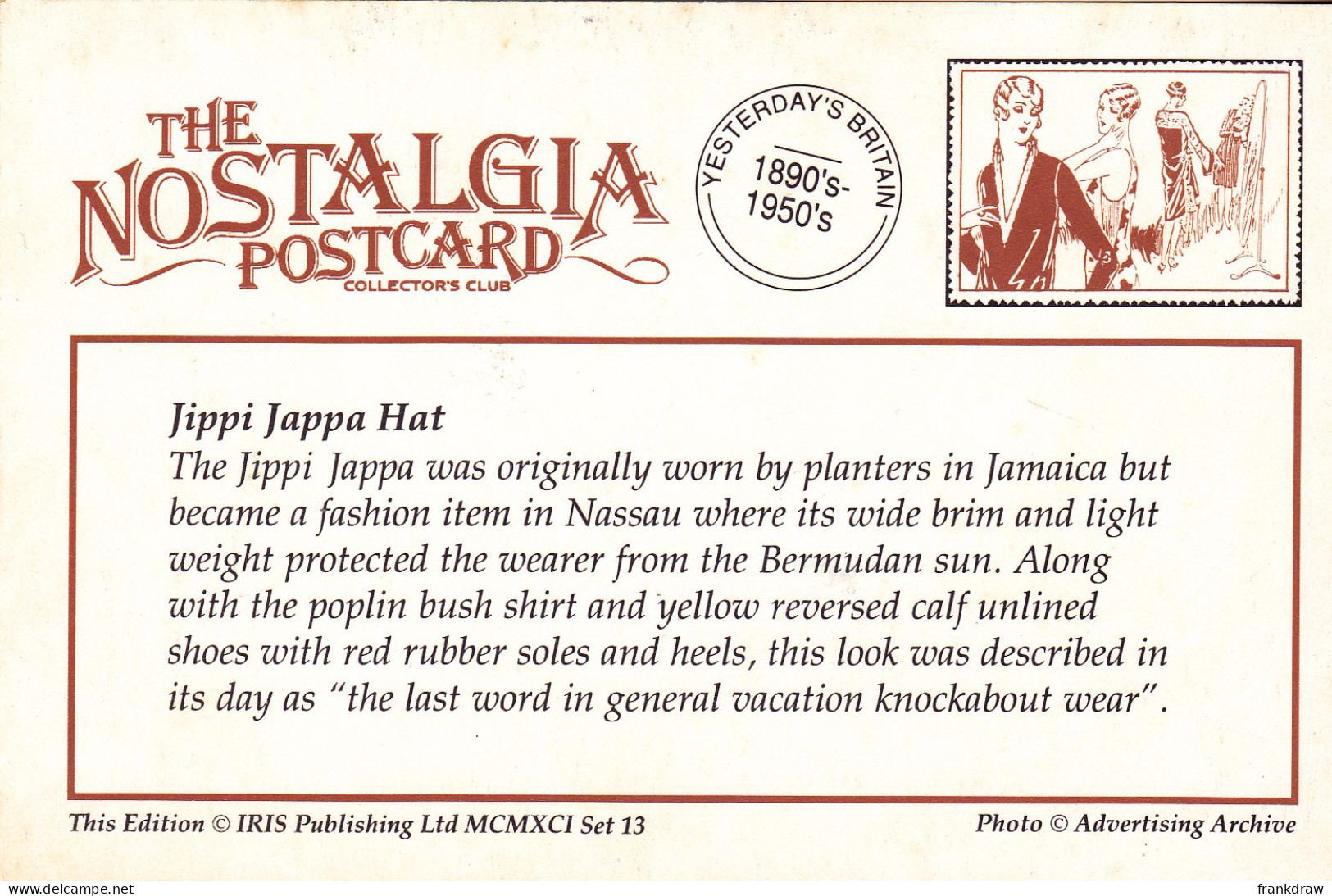 Nostalgia Postcard - Jippi Jappa Hat  - VG - Unclassified