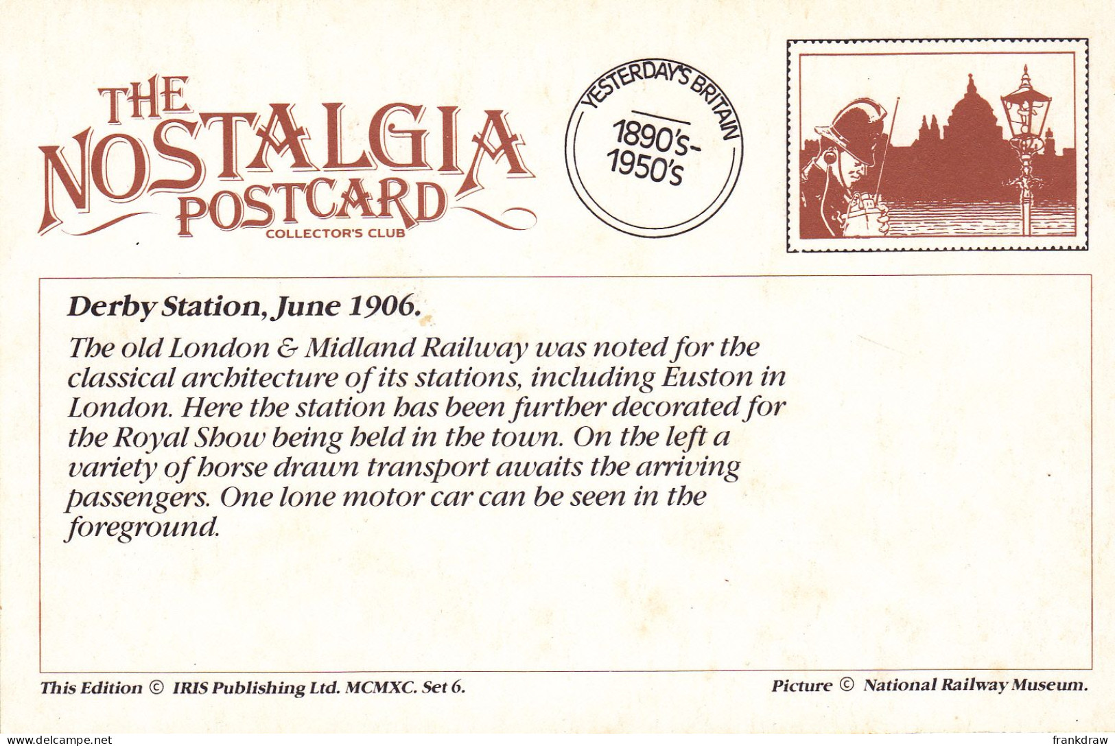 Nostalgia Postcard - Derby Station, June 1906  - VG - Unclassified