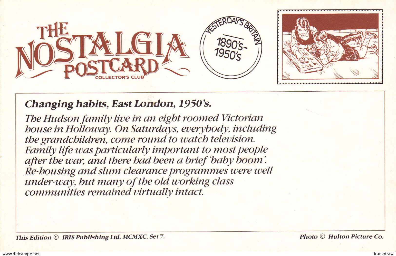 Nostalgia Postcard - Changing Habits, East London, 1950's  - VG - Ohne Zuordnung