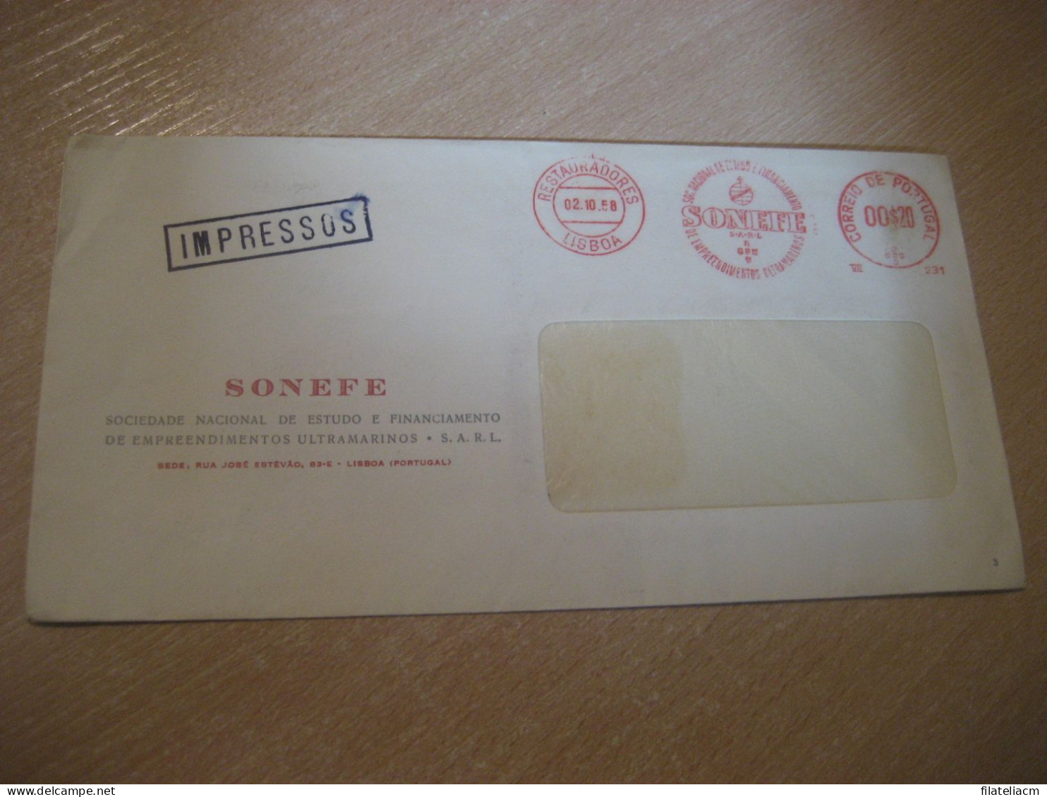 LISBOA 1958 Sonefe Financiamento Ultramarinos Meter Mail Cancel Cover PORTUGAL - Lettres & Documents