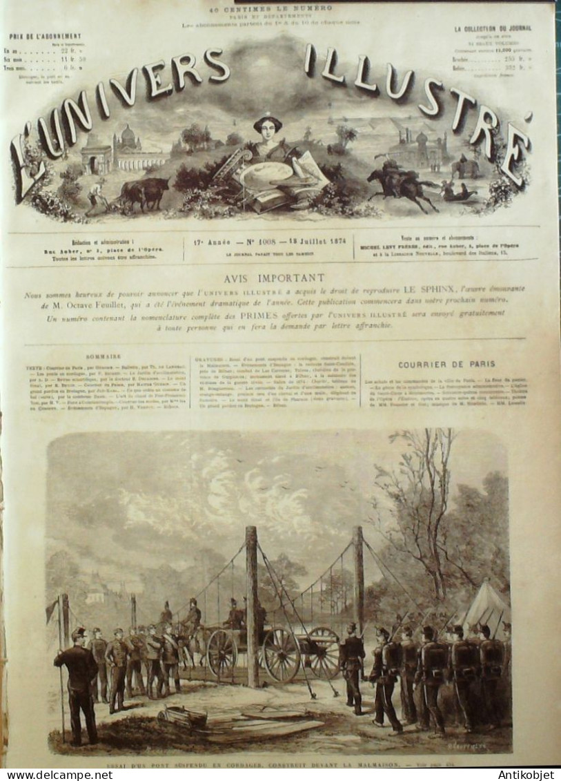 L'Univers Illustré 1874 N°1008 Espagne St-Candide Bilbao Tolosa Malmaison Sinaï (Jebel-El-Nur) Grand Pardon - 1850 - 1899