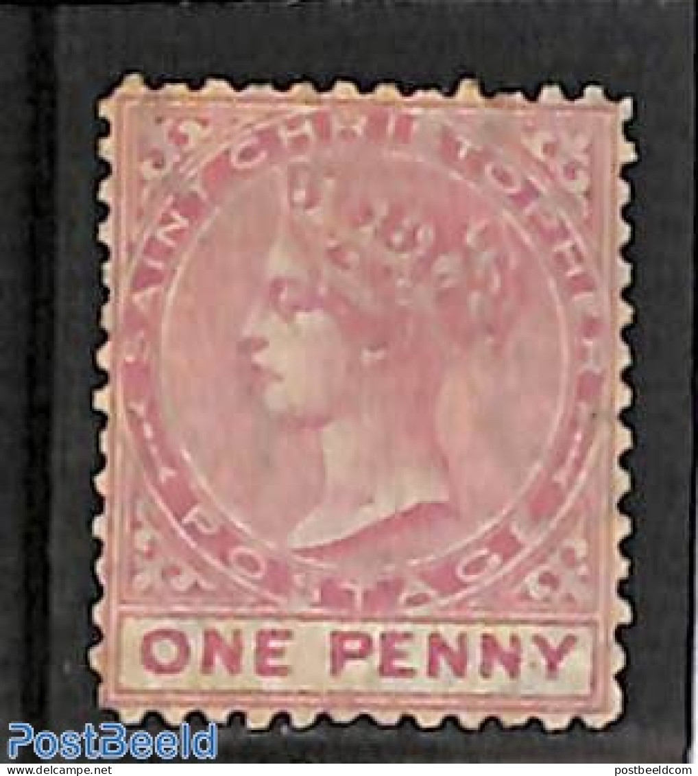 Saint Kitts/Nevis 1870 1d, Lilacrosa, WM Crown-CC, Stamp Out Of Set, Without Gum, Unused (hinged) - Autres & Non Classés
