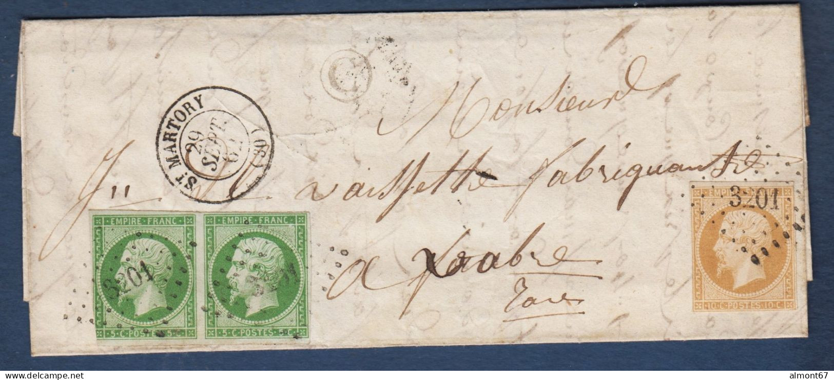 Haute Garonne - Paire N° 12 (1 TB) Et N° 13 Obl. PC 3201 Et Cachet 15 St Martory + C De Auzas - 1849-1876: Classic Period