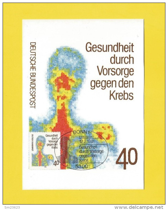 BRD 1981  Mi.Nr. 1089 ,  Gesundheit Durch Vorsorge Gegen Den Krebs - Maximum Card - Ausgabetag  12.02.1981 - 1981-2000