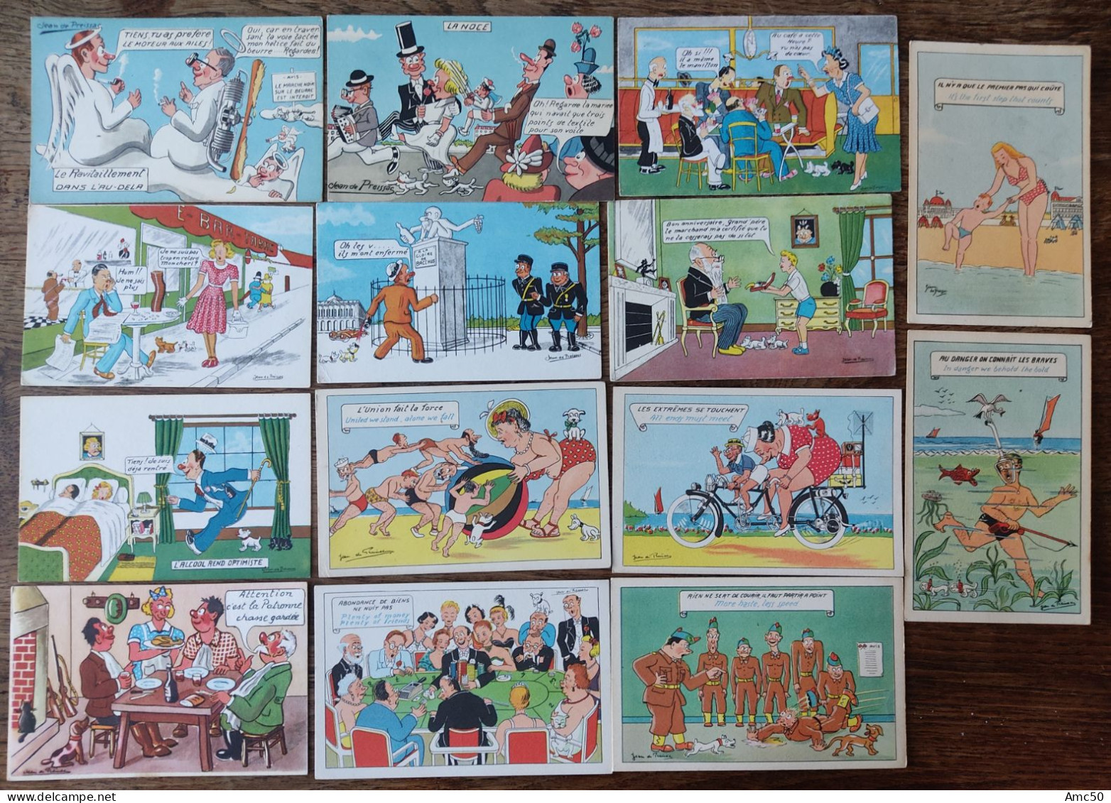 Cpsm Lot De 14 Cartes Jean De Preissac Illustrateur Humour 1945 Et Après - Preissac