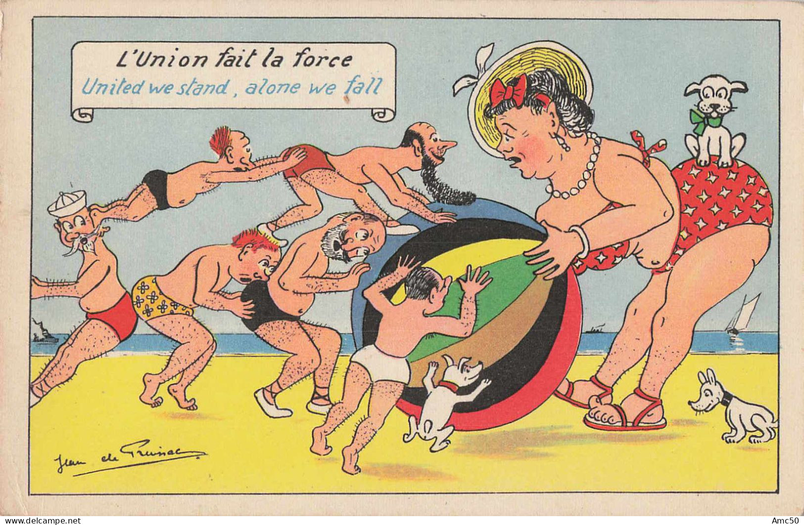 cpsm Lot de 14 Cartes Jean de Preissac Illustrateur Humour 1945 et après