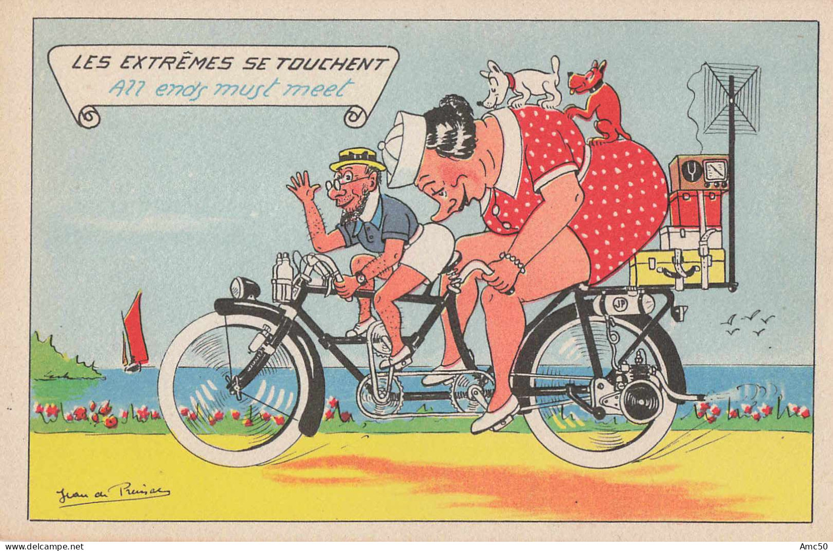 cpsm Lot de 14 Cartes Jean de Preissac Illustrateur Humour 1945 et après