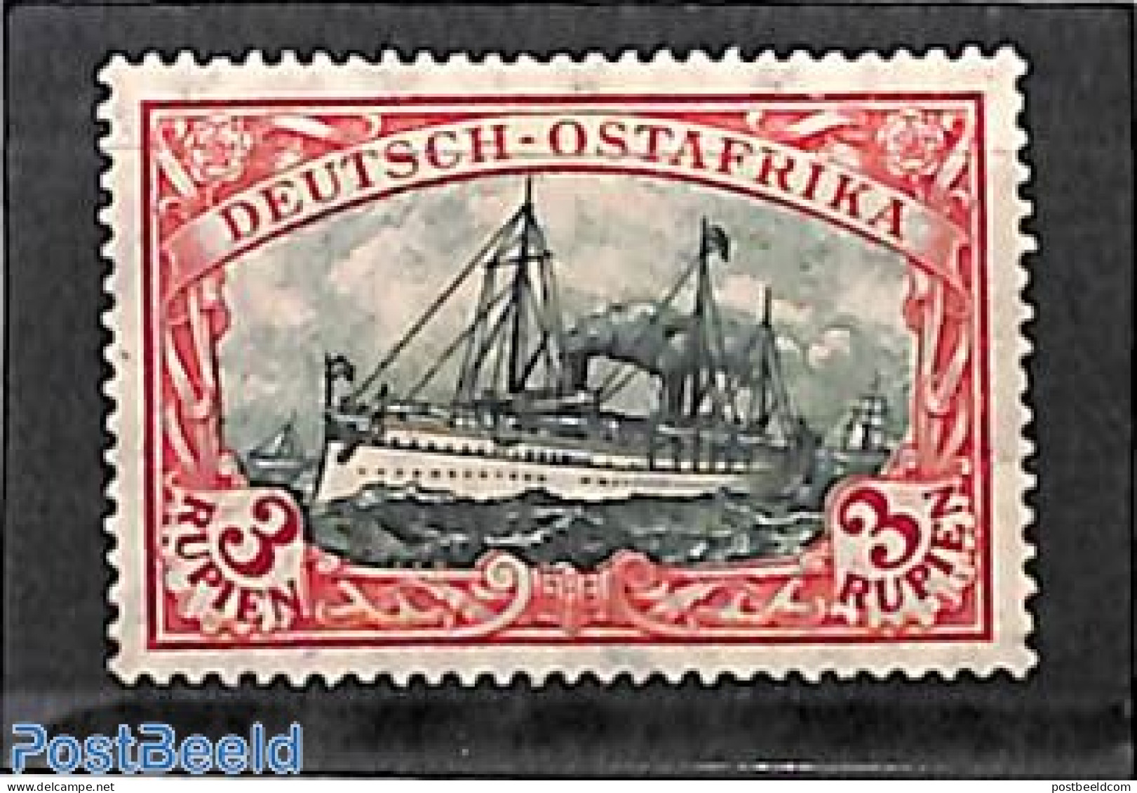 Germany, Colonies 1905 Ostafrika, 3R, 26:17 Holes, Stamp Out Of Set, Unused (hinged), Transport - Ships And Boats - Ships