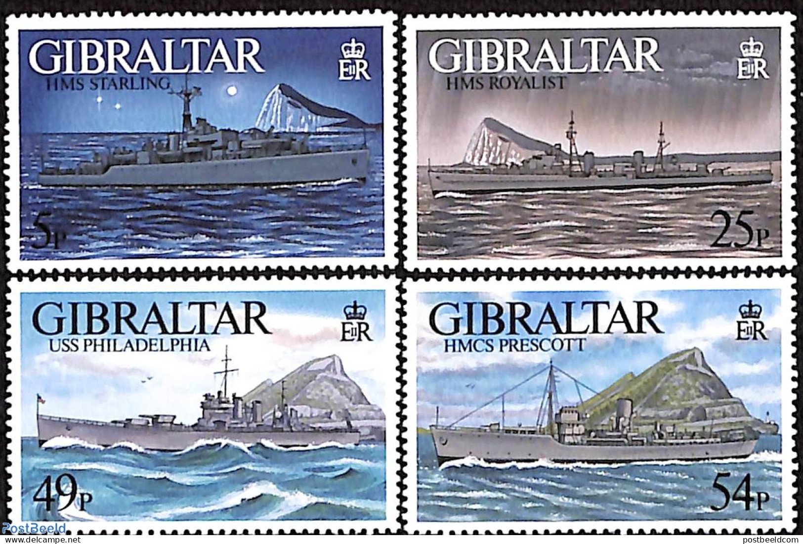 Gibraltar 1996 War Ships 4V, Mint NH, Transport - Various - Ships And Boats - Lighthouses & Safety At Sea - Ships