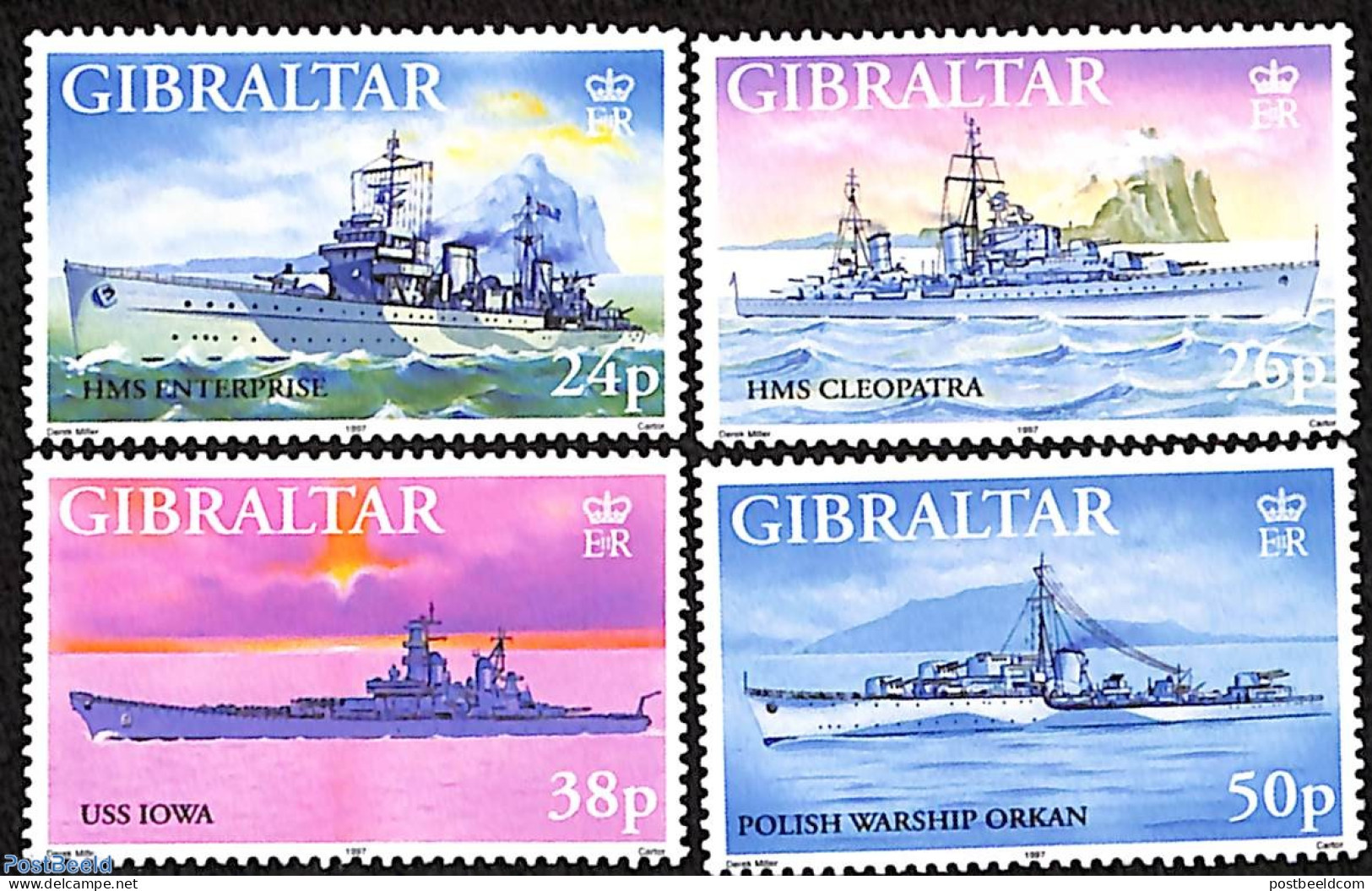 Gibraltar 1997 War Ships 4V, Mint NH, Transport - Ships And Boats - Bateaux