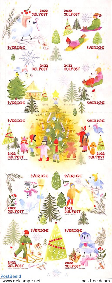 Sweden 2022 Christmas 10v S-a In Booklet, Mint NH, Religion - Christmas - Stamp Booklets - Ungebraucht