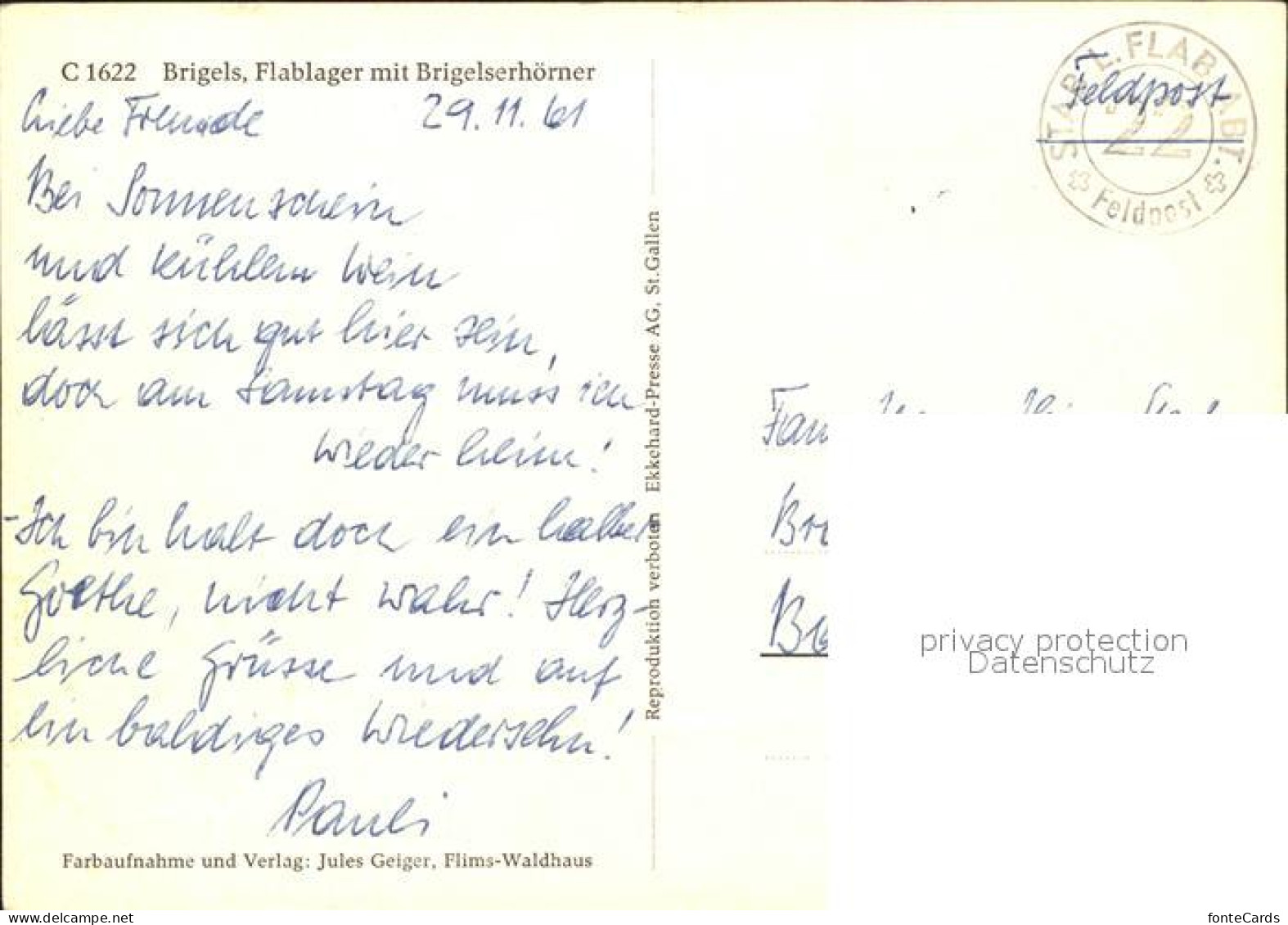 11890042 Brigels Flablager Mit Brigelserhoerner Breil - Autres & Non Classés