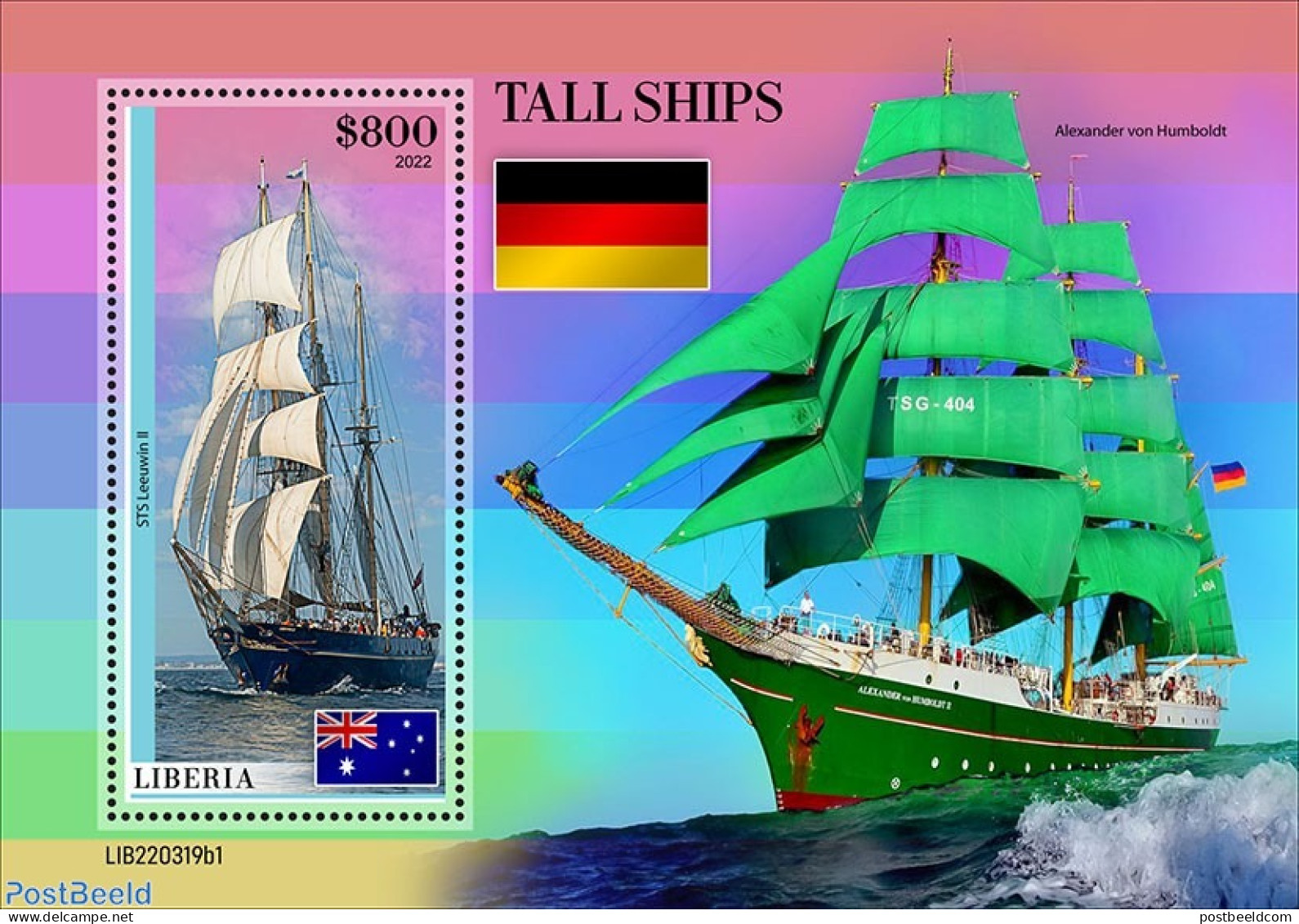 Liberia 2022 Tall Ships , Mint NH, History - Transport - Flags - Ships And Boats - Barcos