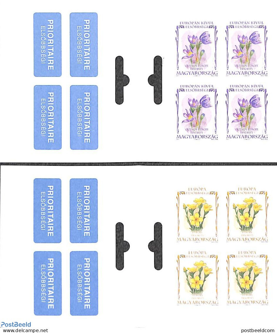 Hungary 2007 Flowers, 2 Booklets S-a, Mint NH, Nature - Flowers & Plants - Stamp Booklets - Ongebruikt