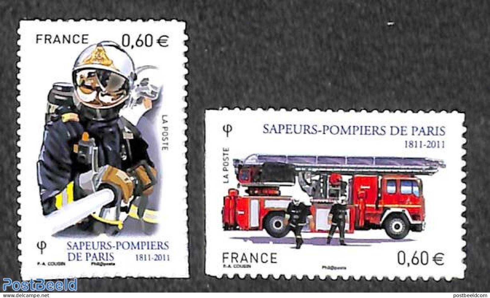 France 2011 Fire Fighters 2v S-a, Mint NH, Transport - Fire Fighters & Prevention - Unused Stamps
