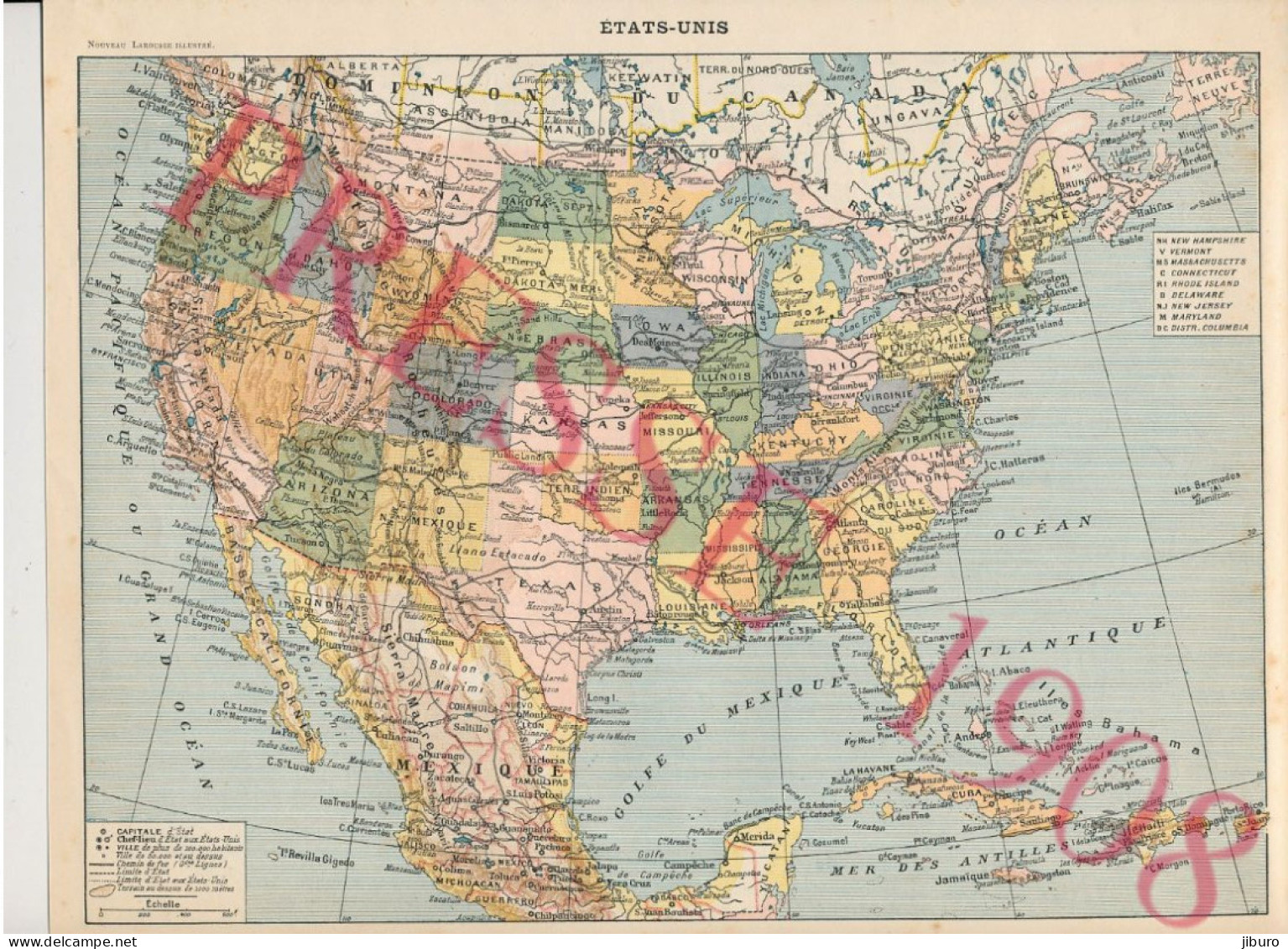 2 Vues 1908 Carte Géographique Etats-Unis - Other & Unclassified