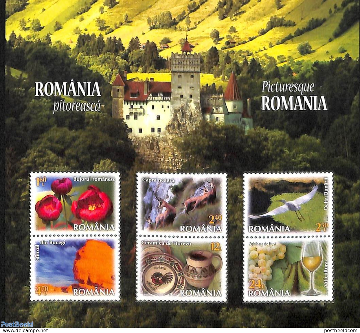 Romania 2023 Picturesque Romania S/s, Mint NH, Nature - Animals (others & Mixed) - Birds - Flowers & Plants - Wine & W.. - Nuevos