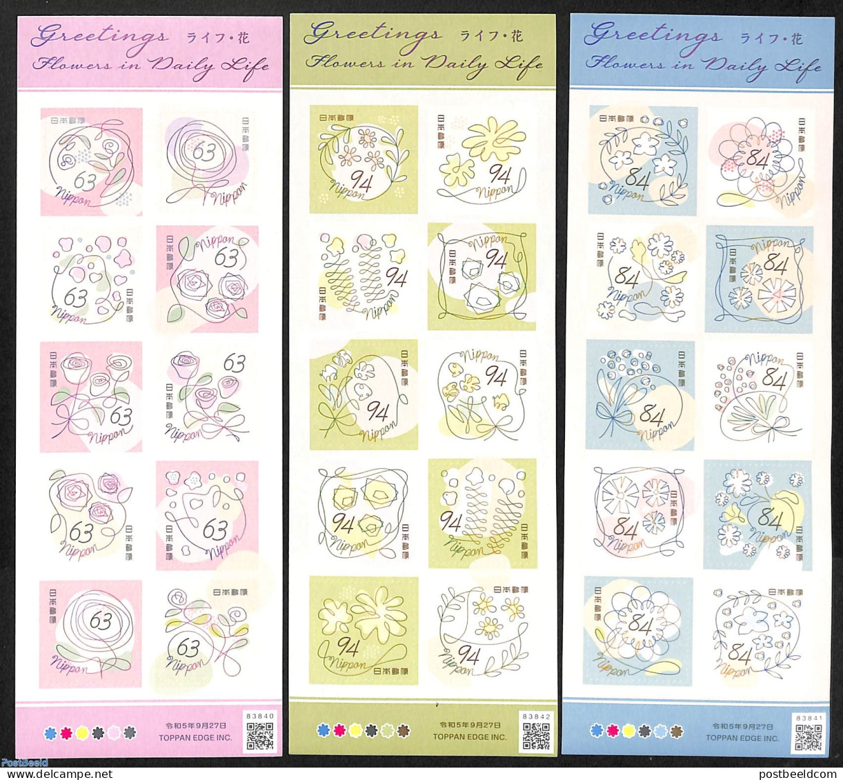 Japan 2023 Wishing Stamps 30v (3 M/s) S-a, Mint NH, Nature - Flowers & Plants - Ungebraucht