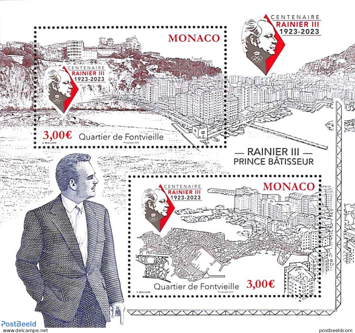 Monaco 2023 Rainier III, Fontvieille S/s, Mint NH, Various - Maps - Unused Stamps