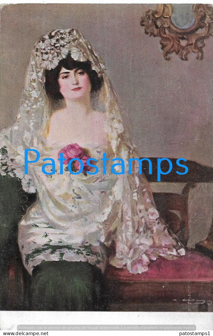 227939 SPAIN ESPAÑA ART ARTE SIGNED RAMON CASAS LA MAJA POSTAL POSTCARD - Otros & Sin Clasificación