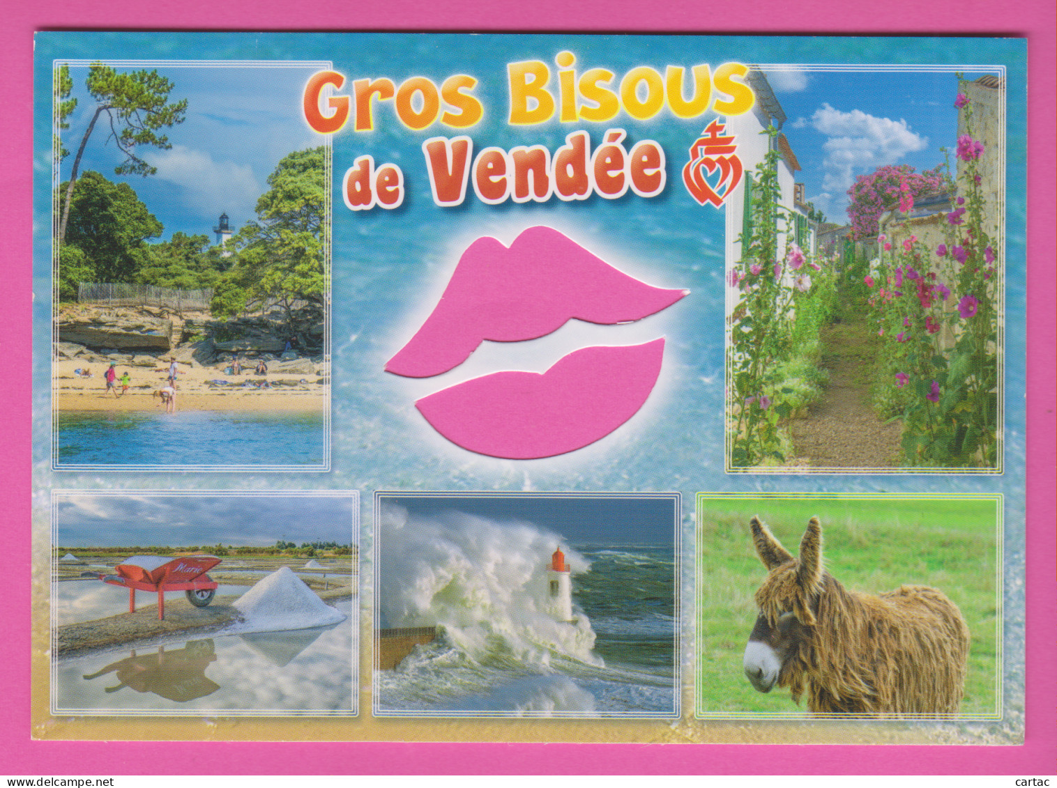 D85 - AMBIANCES DE VENDÉE - GROS BISOUS DE VENDÉE -Âne -Phare- CPM Grand Format Multivues (5 Vues Avec Lèvres Découpées) - Sonstige & Ohne Zuordnung